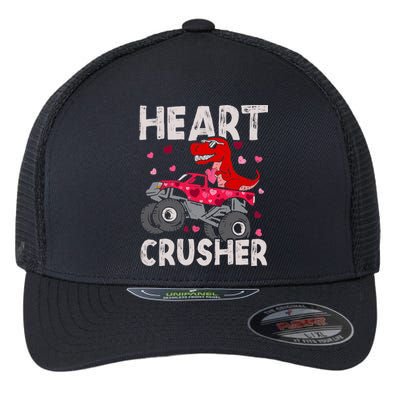 Hearts Dinosaur T Rex Monster Truck Valentines Day Flexfit Unipanel Trucker Cap