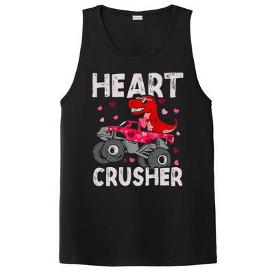 Hearts Dinosaur T Rex Monster Truck Valentines Day PosiCharge Competitor Tank