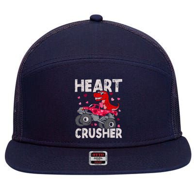 Hearts Dinosaur T Rex Monster Truck Valentines Day 7 Panel Mesh Trucker Snapback Hat