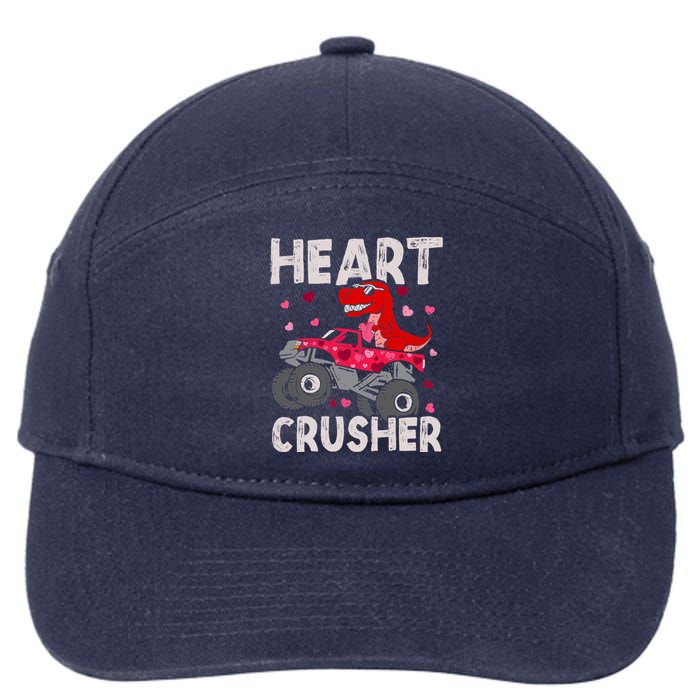 Hearts Dinosaur T Rex Monster Truck Valentines Day 7-Panel Snapback Hat