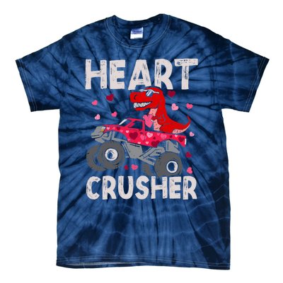 Hearts Dinosaur T Rex Monster Truck Valentines Day Tie-Dye T-Shirt