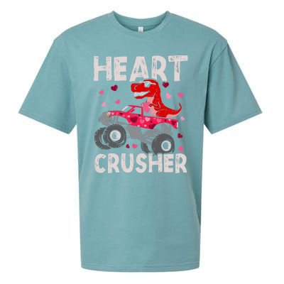 Hearts Dinosaur T Rex Monster Truck Valentines Day Sueded Cloud Jersey T-Shirt