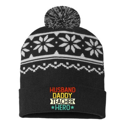 Husband Daddy Teacher Hero Gift Teacher Dad Back To School Gift USA-Made Snowflake Beanie