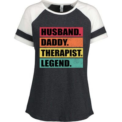 Husband Daddy Therapist Legend Retro Fathers Day Gift Enza Ladies Jersey Colorblock Tee