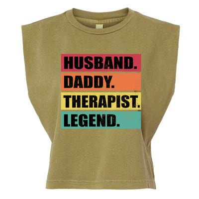 Husband Daddy Therapist Legend Retro Fathers Day Gift Garment-Dyed Women's Muscle Tee