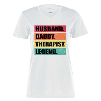 Husband Daddy Therapist Legend Retro Fathers Day Gift Women's Momentum V-Neck T-Shirt