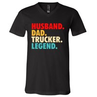 Husband Dad Trucker Legend V-Neck T-Shirt