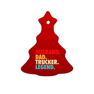 Husband Dad Trucker Legend Ceramic Tree Ornament