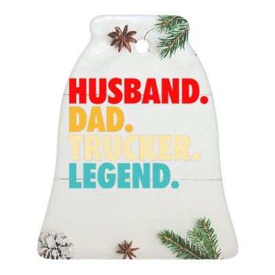 Husband Dad Trucker Legend Ceramic Bell Ornament