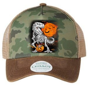 Halloween Dinosaur T Rex Skeleton Pumpkin Moon Legacy Tie Dye Trucker Hat