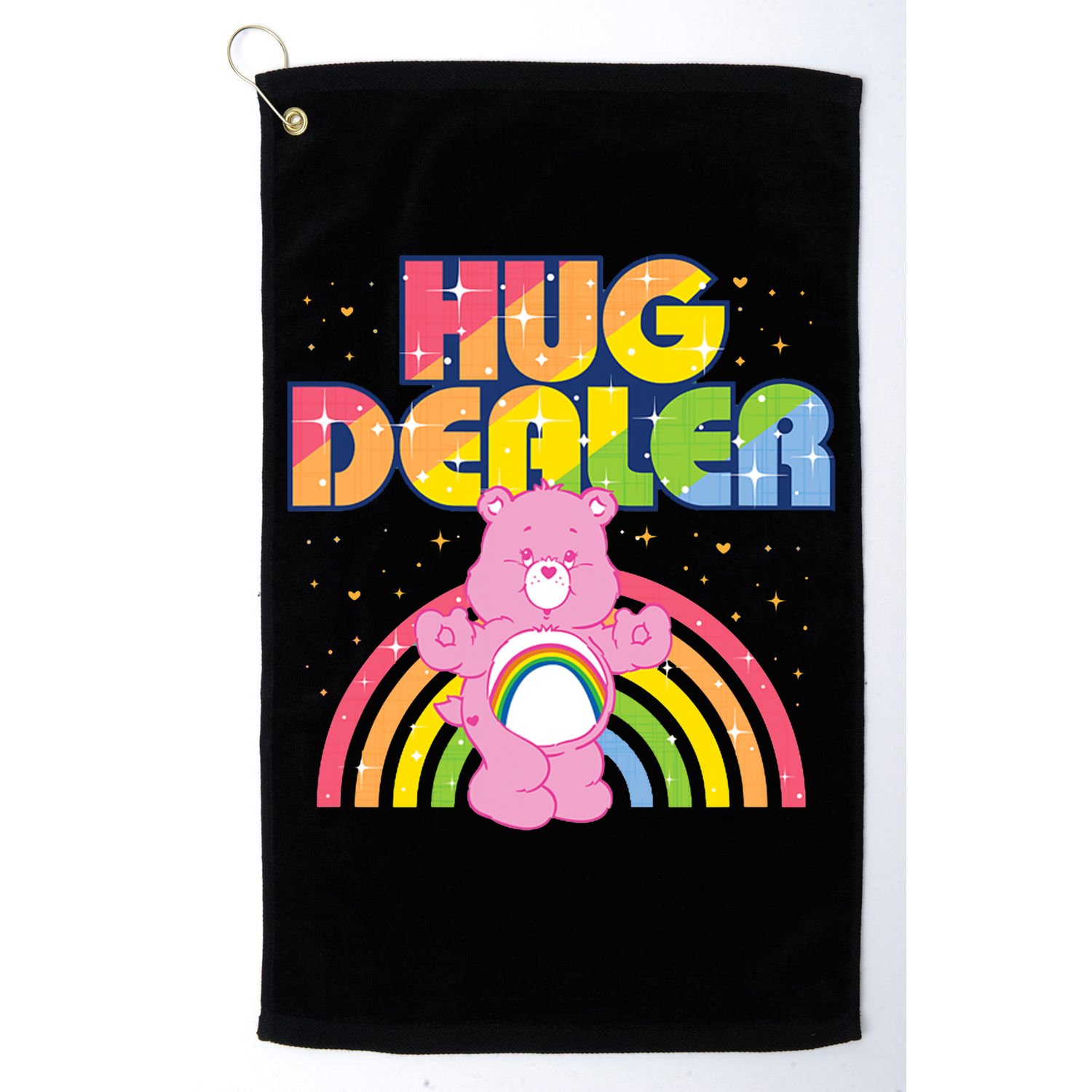 Hug Dealer Teddy Bear Rainbow Golf Towel