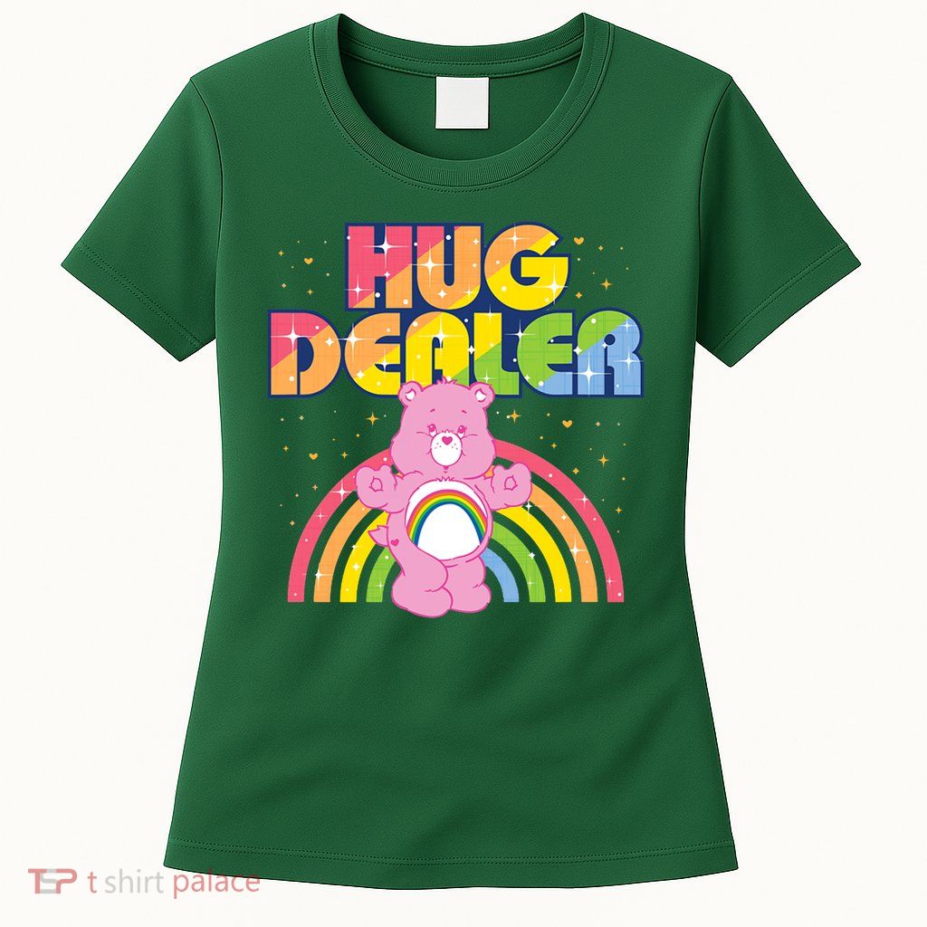 Hug Dealer Teddy Bear Rainbow Womens T-Shirt