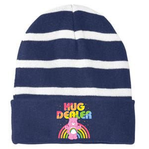 Hug Dealer Teddy Bear Rainbow Striped Beanie with Solid Band