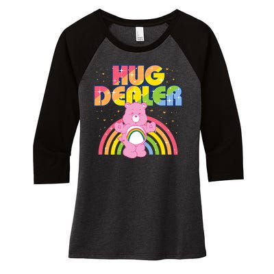 Hug Dealer Teddy Bear Rainbow Women's Tri-Blend 3/4-Sleeve Raglan Shirt