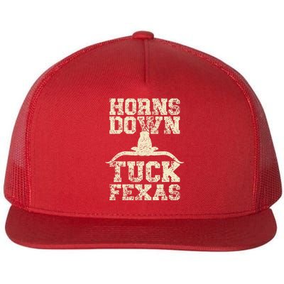 H.orns Down Tuck Fexas Game Day O.klahoma Beat Texas Flat Bill Trucker Hat