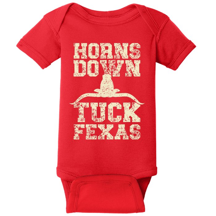 H.orns Down Tuck Fexas Game Day O.klahoma Beat Texas Baby Bodysuit