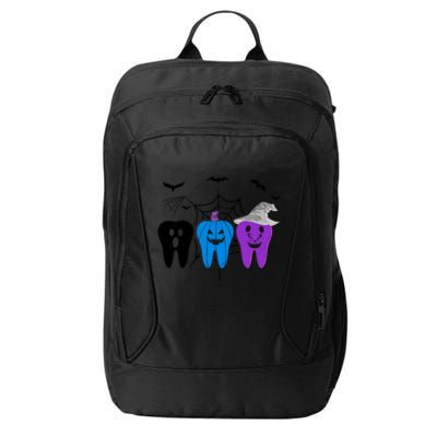 Halloween Dentist Teeth Ghost Pumpkin Witch Cute Dental Gift City Backpack