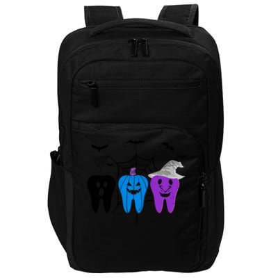 Halloween Dentist Teeth Ghost Pumpkin Witch Cute Dental Gift Impact Tech Backpack