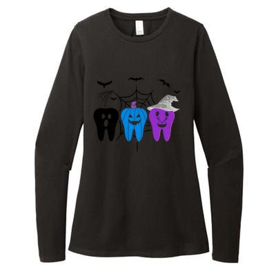 Halloween Dentist Teeth Ghost Pumpkin Witch Cute Dental Gift Womens CVC Long Sleeve Shirt