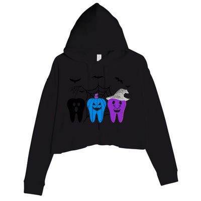 Halloween Dentist Teeth Ghost Pumpkin Witch Cute Dental Gift Crop Fleece Hoodie