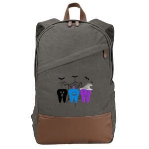 Halloween Dentist Teeth Ghost Pumpkin Witch Cute Dental Gift Cotton Canvas Backpack