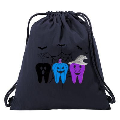 Halloween Dentist Teeth Ghost Pumpkin Witch Cute Dental Gift Drawstring Bag