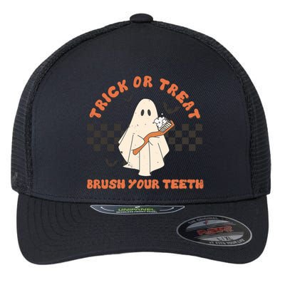 Halloween Dentist Trick Or Treat Brush Your Teeth Gift Flexfit Unipanel Trucker Cap