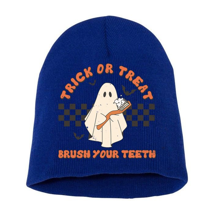 Halloween Dentist Trick Or Treat Brush Your Teeth Gift Short Acrylic Beanie