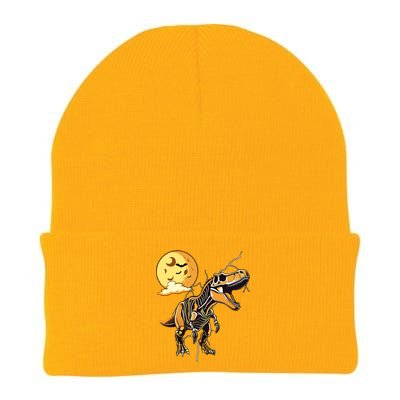 Halloween Dinosaur T Rex Skeleton Scary Moon Orange Pumpkin Cool Gift Knit Cap Winter Beanie