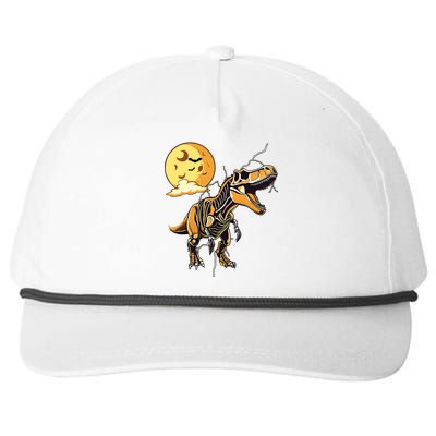 Halloween Dinosaur T Rex Skeleton Scary Moon Orange Pumpkin Cool Gift Snapback Five-Panel Rope Hat