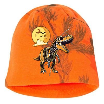 Halloween Dinosaur T Rex Skeleton Scary Moon Orange Pumpkin Cool Gift Kati - Camo Knit Beanie