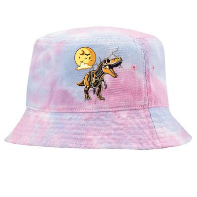 Halloween Dinosaur T Rex Skeleton Scary Moon Orange Pumpkin Cool Gift Tie-Dyed Bucket Hat