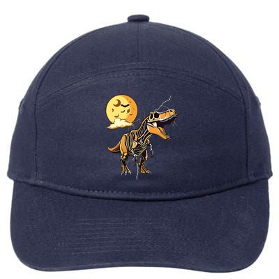 Halloween Dinosaur T Rex Skeleton Scary Moon Orange Pumpkin Cool Gift 7-Panel Snapback Hat