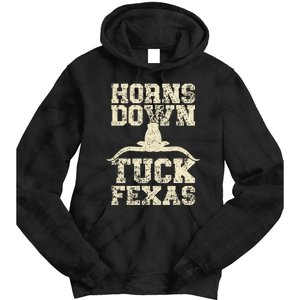 Horns Down Tuck Fexas Game Day Oklahoma Beat Texas Tie Dye Hoodie