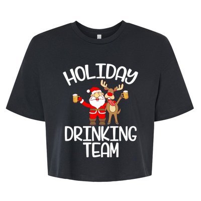 Holiday Drinking Team Santa Claus Reindeer Xmas Bella+Canvas Jersey Crop Tee