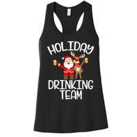 Holiday Drinking Team Santa Claus Reindeer Xmas Women's Racerback Tank