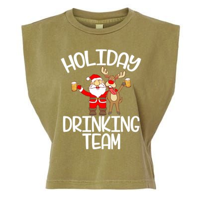 Holiday Drinking Team Santa Claus Reindeer Xmas Garment-Dyed Women's Muscle Tee