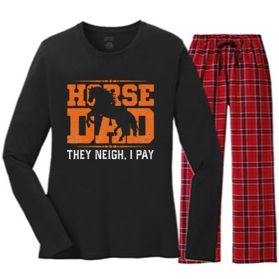 Horse Dad They Neigh I Pay Women's Long Sleeve Flannel Pajama Set 