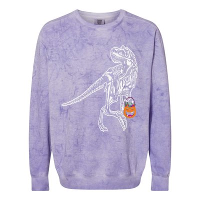 Halloween Dinosaur T Rex Skeleton Scary Gift Colorblast Crewneck Sweatshirt