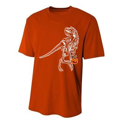 Halloween Dinosaur T Rex Skeleton Scary Gift Performance Sprint T-Shirt