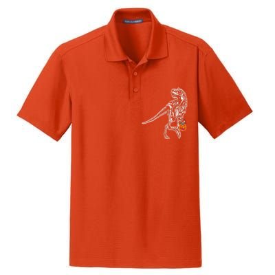 Halloween Dinosaur T Rex Skeleton Scary Gift Dry Zone Grid Polo