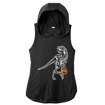 Halloween Dinosaur T Rex Skeleton Scary Gift Ladies PosiCharge Tri-Blend Wicking Draft Hoodie Tank