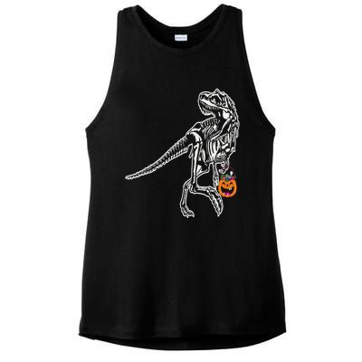 Halloween Dinosaur T Rex Skeleton Scary Gift Ladies PosiCharge Tri-Blend Wicking Tank