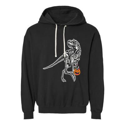 Halloween Dinosaur T Rex Skeleton Scary Gift Garment-Dyed Fleece Hoodie