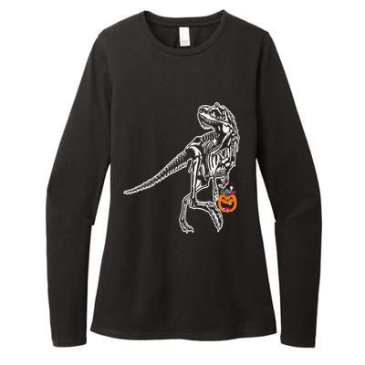 Halloween Dinosaur T Rex Skeleton Scary Gift Womens CVC Long Sleeve Shirt