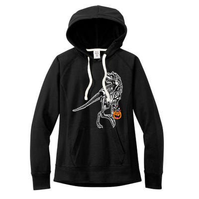 Halloween Dinosaur T Rex Skeleton Scary Gift Women's Fleece Hoodie