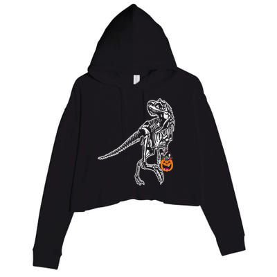 Halloween Dinosaur T Rex Skeleton Scary Gift Crop Fleece Hoodie