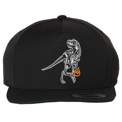 Halloween Dinosaur T Rex Skeleton Scary Gift Wool Snapback Cap