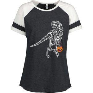 Halloween Dinosaur T Rex Skeleton Scary Gift Enza Ladies Jersey Colorblock Tee