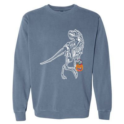 Halloween Dinosaur T Rex Skeleton Scary Gift Garment-Dyed Sweatshirt